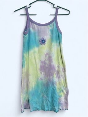 Tie-Dye Spaghetti Strap Tank Dress in Blue, Green & Purple